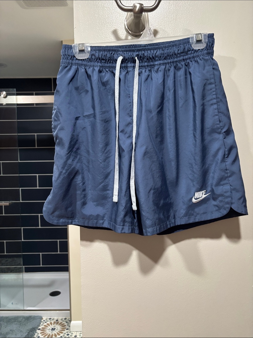 Nike Men’s Blue Athletic Shorts with White Drawcord